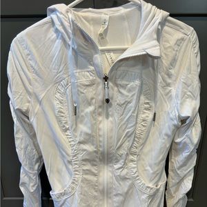 Lululemon size 6 *white* full zip up jacket with hoodie * like new